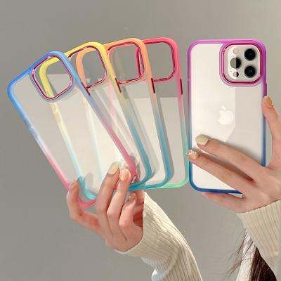 China High Quality Gradient View Shockproof Case For iPhone 12 13pro Alloy Camera Lens Max Transparent Aluminum Cell Phone Case for sale