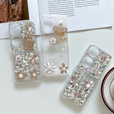 China Handmade 3D Sparkle Shockproof Stones Crystal Diamond Bling Glitter Phone Case For Huawei P50 Clear Pocket Phone Case for sale