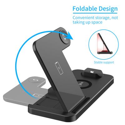 China Mobile Phone 4 in 1 15W Folding Wireless Charger Dock Station for iPhone for Apple Watch for Airpods Earphone Fast Charging Stand for Samsung for sale