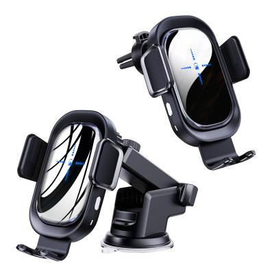 China New Smart Cell Phone Car Charger 15W Qi Wireless Fast Charging Auto-Fixing Car Mount Windshield Air Vent Phone Holder for iPhone for sale