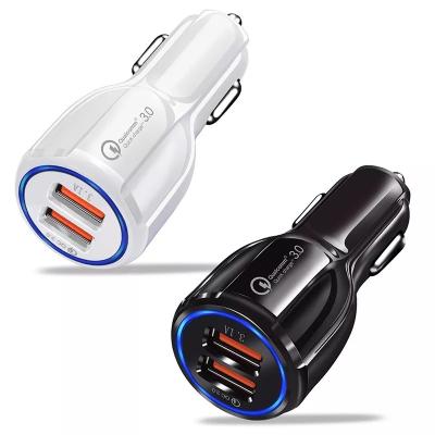 China Factory Supply 6A Smart Cell Phone Direct QC 3.0 2 Port USB Fast Car Charger For iPhone For Samsung 32W Dual Usb Fast Charger Adapter for sale