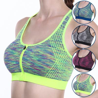 China Breathable section dyed front zipper sports bra yoga no steel ring quick-drying running fitness sports vest shockproof bra for sale