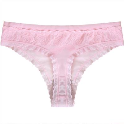 China Cotton invisible thong underwear lace solid waist of young women's t sexy transparent gauze anti-static bass thong net for sale