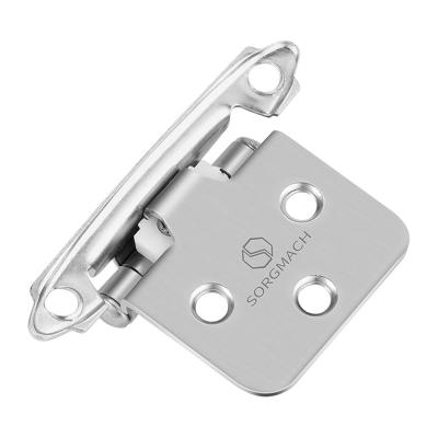 China Easy Installation SORGMACH factory price Satin Nickel Self-closing Overlay Cabinet Hinge Flush-Mount Hinges for sale