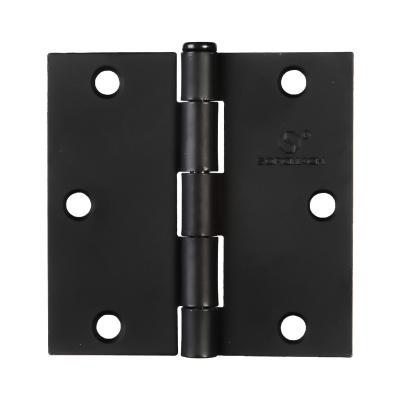 China Modern American Style Black 3.5 5/8 Inch Round Corner Plain Backing Residential Door Hinge for sale