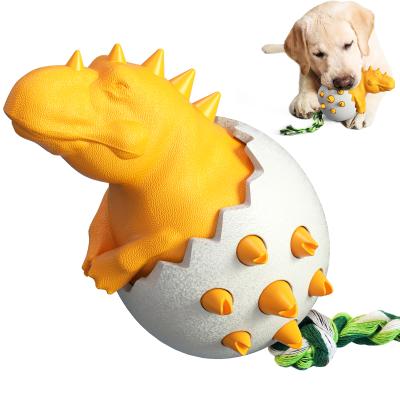 China Stored Durable TPR Dinosaur Egg Molar Teeth Clean Interactive Indestructible Hard Dog Chew Toy for sale