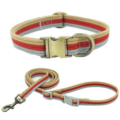 China New Design Cheap Pet Suppliers Personalized Bronze Alloy Buckle Dog Collar Leash Set for sale