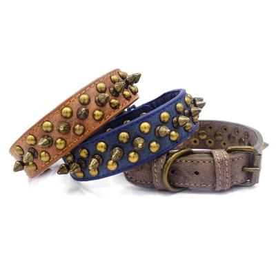 China Amazon Hits Personalized Adjustable Pet Collars For Dogs Designers Luxury Large Spike Dog Collar Studded Leather for sale