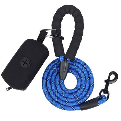 China Reflective Strong Braided Rope Dog Slip Resistant Leash With Traffic Padded Handle for sale