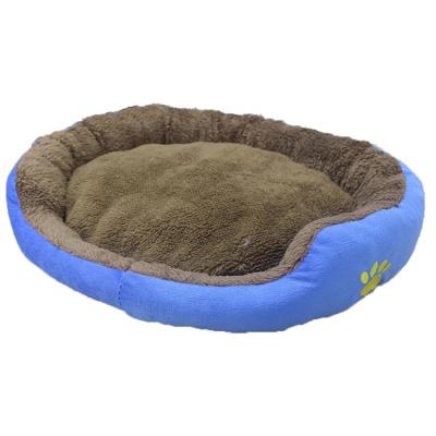 China Custom Round JS-T0045 Travel Dog Bed Soft Cotton Fabric Blue Non Slip Dog Beds for sale