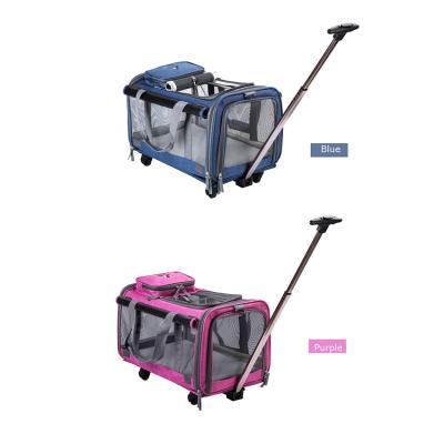 China New Viable Cat Bag For Outing / Messenger Large Capacity One-Shoulder Pet Trolley Portable Pet Box Portable Breathable Bag Fold for sale