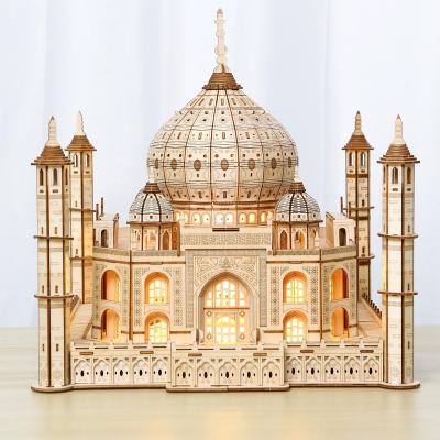 China Cartoon Toy Birthday gift Children wooden toy toddler puzzle DIY castle model 3D puzzle for sale