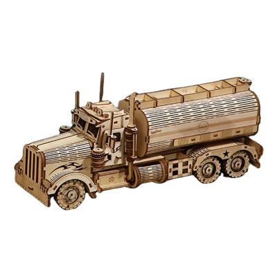 China Eco-friendly Laser Cutting new arrivals Tank car large educational toys 3d wood car puzzle diy  3d wooden puzzles for adults for sale