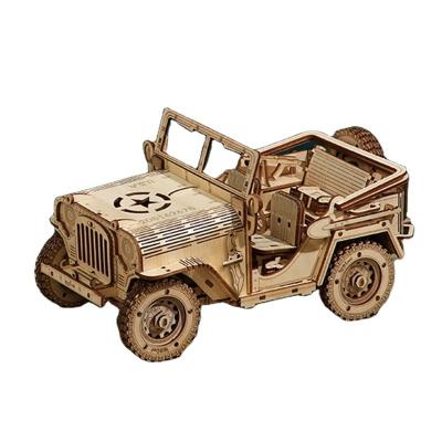 China DIY TOY 2023 newly arrived Educational Toys Custom Easy Puzzle Off Road Car 3d Wood Car Puzzle for sale