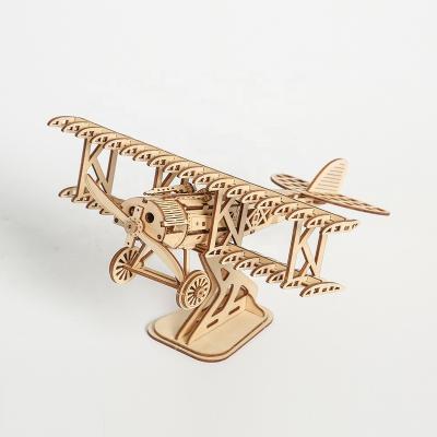 China Eco-friendly Laser Cutting New build your  own   3d wooden assembly  mechanical puzzle  diy  toys  airplane model puzzle for sale