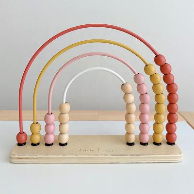 China Children's Learing Toys Rainbow Abacus Wooden Math Toys Wood Rainbow Abacus Toy for sale