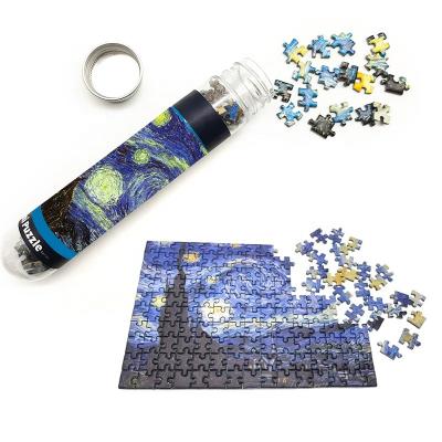 China Eco-friendly High Quality Plastic Tube Box Cardboard Mini Custom Printing 150 Pieces Portable Mini Test Tube Jigsaw Puzzle for sale