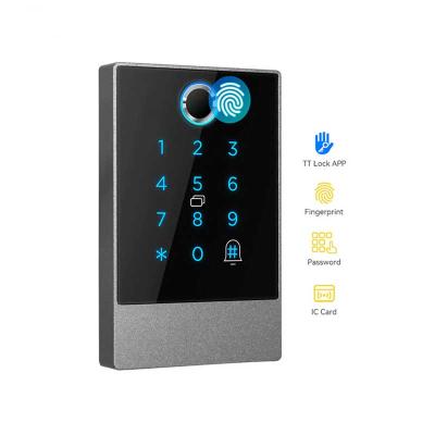 China Zinc Alloy Waterproof Smart Aaccess Fingerprint Security APP IP66 TTLock Keypad Aryclic Reader Card Order for sale