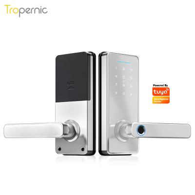 China Aluminum Alloy High Security Password Combination Tuya Smart Home Fingerprint Wireless Door Lock for sale