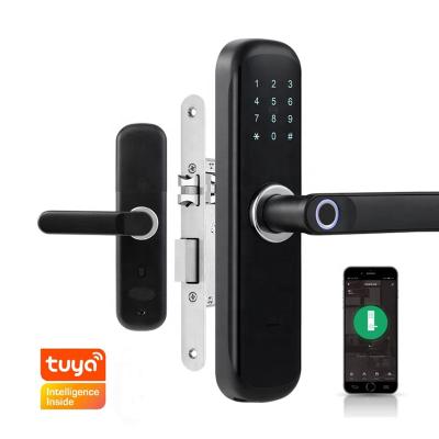 China Digital Tuya Wifi High Quality Waterproof Biometric APP Fingerprint Aluminum Alloy Aluminum Smart Door Lock for sale