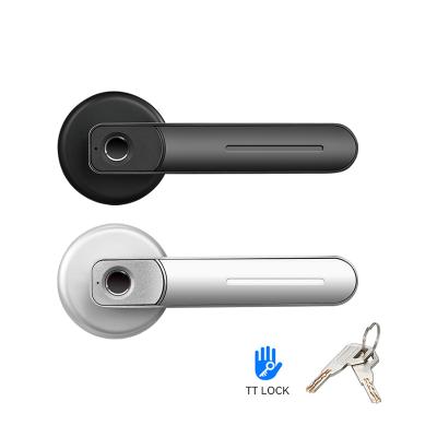 China Ferreteria Cerradura Airbnb Digital Alexa Wifi App Fingerprint Bedroom Door Handle Tuya Ttlock Zinc Alloy Keyless Fingerprint Lock for sale