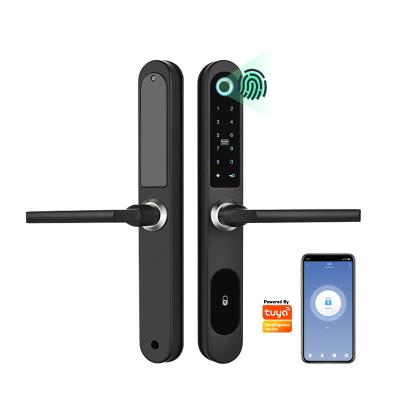 China Aluminum Alloy Biometric Waterproof Mobile App Digital Wifi Smart Wifi Tuya Double Fingerprint Sliding Hook Door Lock for sale