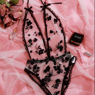 China 2021 Wholesale Sexy Lace Mesh Mix Jumpsuit Teddies Women Sexy Lingerie Underwear Sets Free Shipping for sale