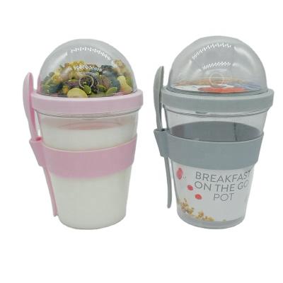 China Wholesale Eco-Friendly Recyclable Wholesale Single Wall Logo Reusable Custom Packaging Plastic Yogurt Cup Container With Lid And Spoon for sale