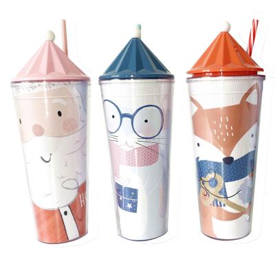 China Viable plastic tumbler Cup from Custom Christmas Style Straw Plastic Cup With Lid from manufacturer for sale