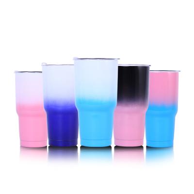 China Viable Wholesale 20oz 30oz Custom Gradient Paint 18/8 Tumbler With Lid Bulk Stainless Steel Travel Mug Double Wall Coffee Cups for sale