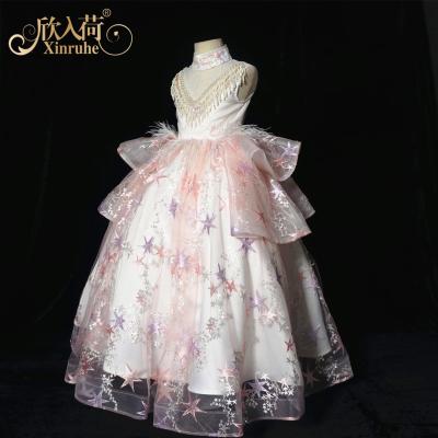 China Anti-wrinkle Children's Formal Dress Long Rose Flower Wedding Girls for sale