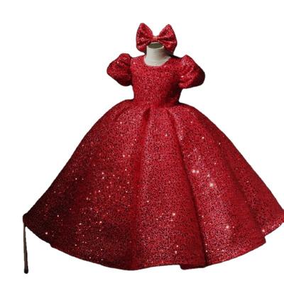 China With jacket wedding simple dress host catwalk sequin princess dress of the performance of long smart red children's clothing accessories for sale