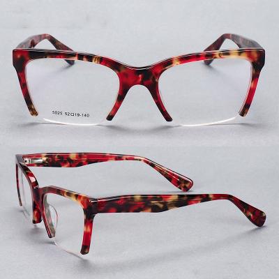 China Fashion 2022 mix colors half frame italian acetate floral glasses spectacle frames saw optical eyewear wholesale monocle frames for sale