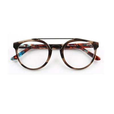 China Colors fashion matched double bar around chic glasses frames acetate eyeglasses armazones oculos acetato italian glasses frame for sale