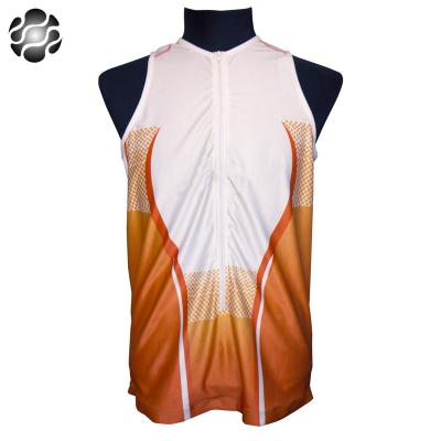 China Anti-pilling high quantity polyester tank top with zipper design signlet custom new pattern for team for sale