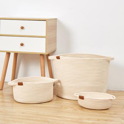 China Contemporary High Quality Cotton Rope Storage Basket Large Sundries Storage Container Household Storage Basket for sale