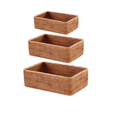 China Contemporary Wholesale Rattan Basket Storage Container Sundries Storage Basket Wicker Woven Storage Basket for sale