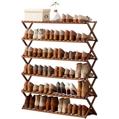 China Contemporary Hot Selling Bamboo Shoe Rack Shoe Rack Buries Foldable Storage Shelf Shoe Home Use for sale