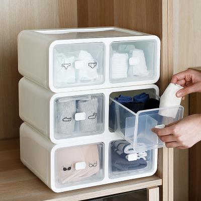 China 2022 Hot Selling Underwear Storage Box Plastic Storage Cabinet Plastic Drawers Minimalist Stackable Drawers for sale