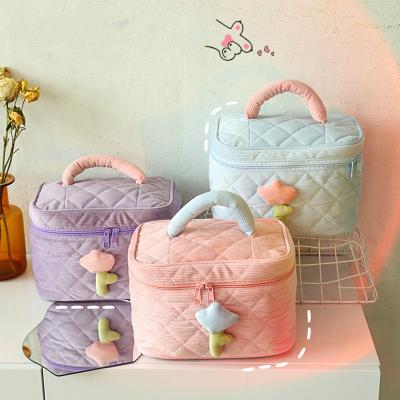 China Wholesale Viable Outdoor Travel Cosmetics Bag Corduroy Factory Factory Portable Makeup Storage Box for sale