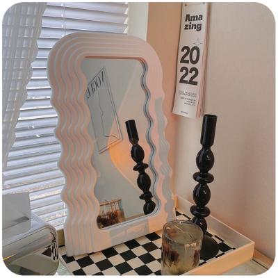 China Art Deco Korean Style Factory Customized Shape Glassware Home Handmade Colorful Tableware Small Personal Care Beauty Makeup Mirror for sale