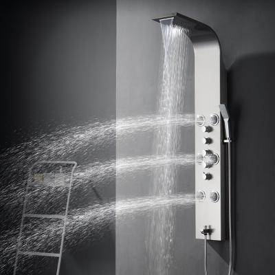 China Panelless Shower Wall Sliding Bar YABIYA Design Modern Luxury Hot And Cold Panel With 5 Handles for sale