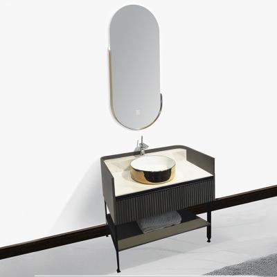 China Small Modern Floor Bathroom Vanity Cabinets With Single Sink Furniture Supplier Bath Vanity Set Floor Mirror Vanity for sale