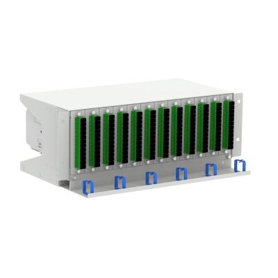 China Cinza RAL 7035 4U 144 núcleos 19 polegadas Fibra Óptica Patch Panel Sub ODF com 3 à venda