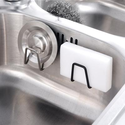 China Kitchen 304 Stainless Steel Sponge Sink Rack Drain Sink Lid Hanger Cleaning Hook No Holes Viable Storage for sale