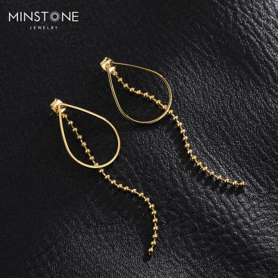 China 2022 TRENDY NEW Fashion Jewelry Waterdrop and Chain Dropped Heavy 14K Gold Plated Stud Earrings For Woman for sale