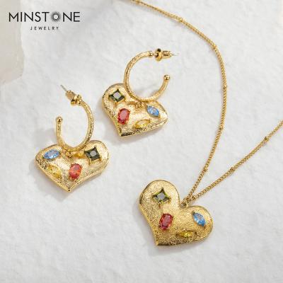 China TRENDY Vintage Real High Quality Handmade 14K Gold Plated Earring Stud Necklace Jewelry Set for sale