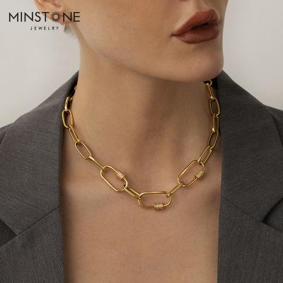 China 2022 New TRENDY Delicates and Chunky Chain Link 14K Gold Plated Paper Clip Gold Chain Necklace for Women Ladies for sale