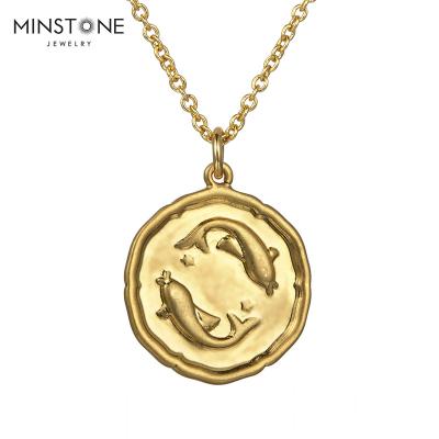 China Real Gold 2022 New TRENDY 14K Plated Brass Pisces Metal Necklace Fashion Jewelry for sale