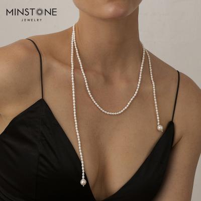 China 2022 new MINSTONE JEWELRY 18K real gold of Europe and America plated natural pearl metal fashion solid brass necklace for sale